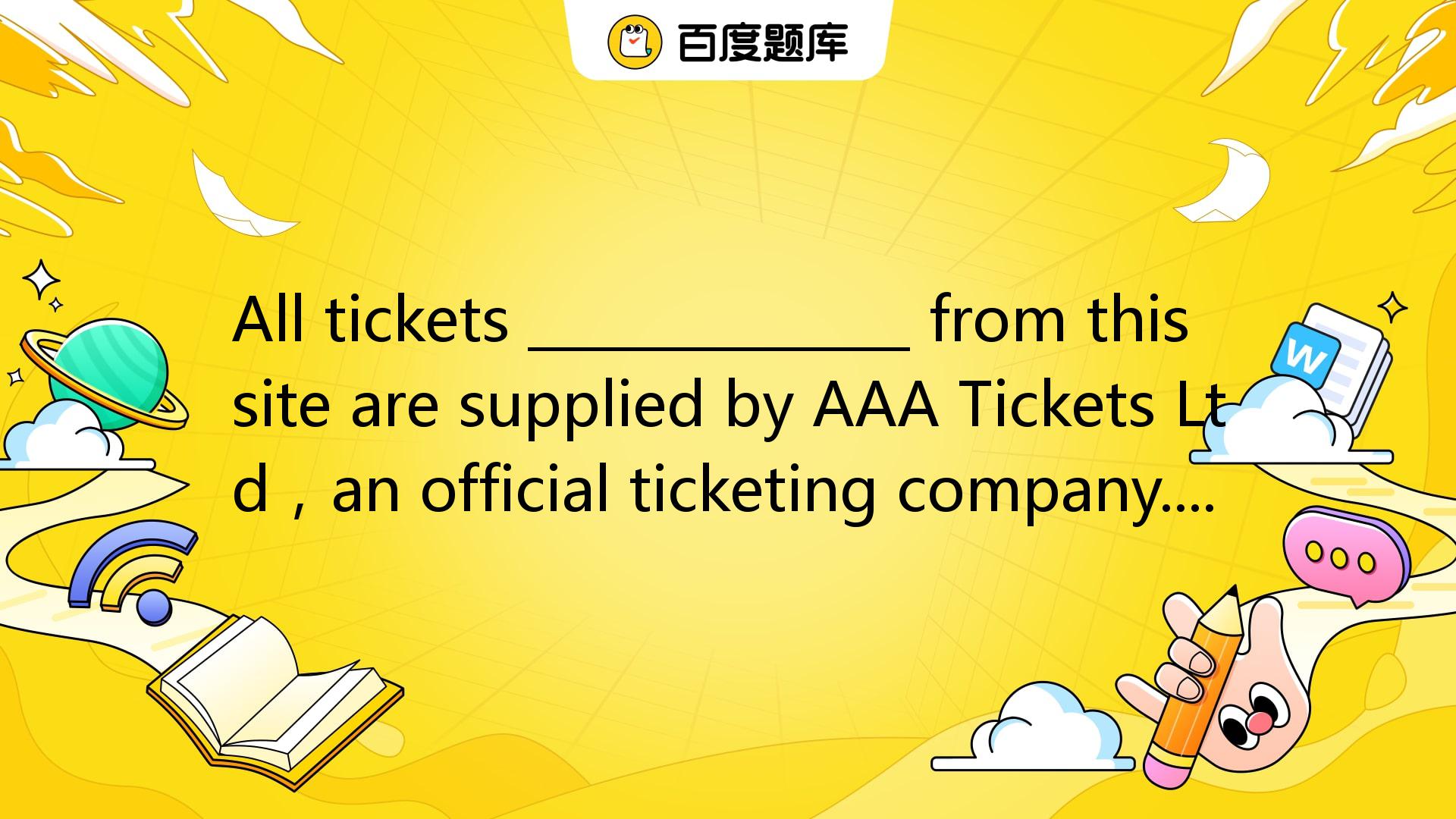 All Tickets ______________ From This Site Are Supplied By AAA Tickets ...